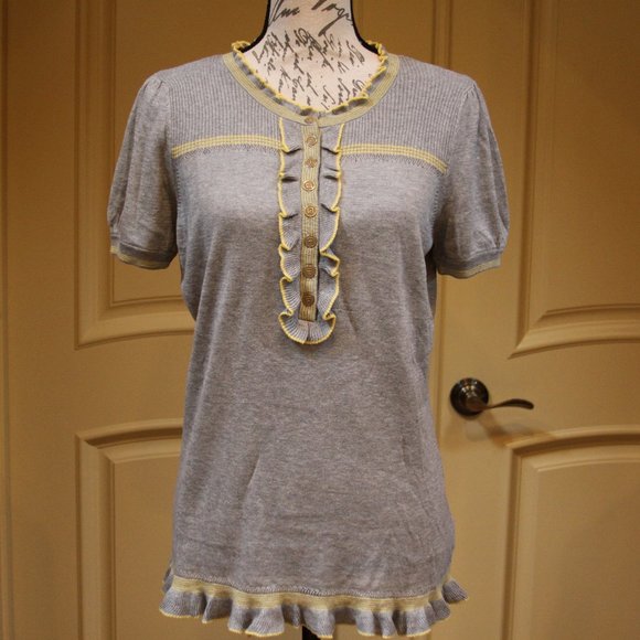 Juicy Couture | Tops | Juicy Couture Gray Ruffle Top With Yellow Accent ...